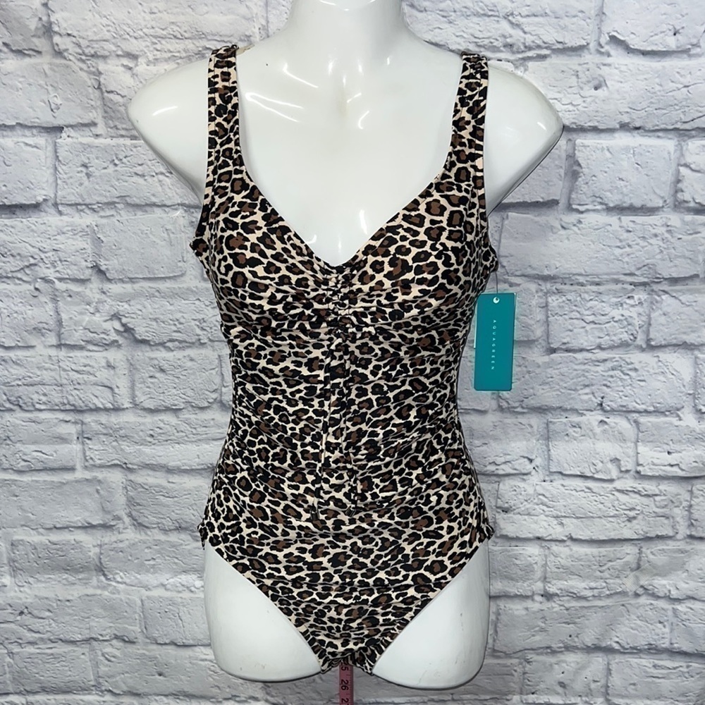 NWT aqua green swimwear one piece leopard print size small